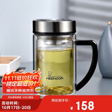 希诺双层玻璃杯男家用商务办公水杯带手柄泡茶杯子XN-9320 290mL