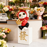 初见创意招财猫落地摆件大型开业礼物客厅电视柜旁办公室乔迁新居礼品 红色发财猫落地摆件【高71cm】