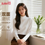 班尼路（Baleno）米色半高领加绒打底衫女2025新款内搭德绒长袖t恤女装上衣秋冬季