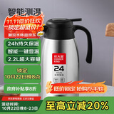 炊大皇保温壶304不锈钢家用大容量防滑底智能温显保温壶 钢本色 2.2L