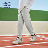 鸿星尔克（ERKE）童装男女童针织裤儿童四季长裤新品亮浅花灰165