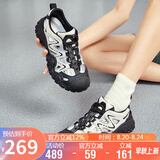 骆驼（CAMEL）丑萌登山鞋女时尚撞色户外休闲鞋 L24M076602 米/银/黑 38