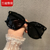 兰迪惟依 墨镜女网红韩版2021新款黑色太阳镜蹦迪个性大框方形眼镜遮阳大脸 z黑色 镜盒+镜布