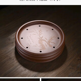 宏中（hongzhong） 功夫茶具简约茶盘家用储水圆形紫砂托盘小茶台干泡盘 大号紫泥清风双层茶盘-40cm直径