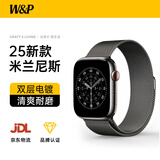 W&P新款适用苹果手表表带apple watch ultra3/2米兰尼斯金属不锈钢表带iwatch S11/10/9/8/7/SE3 黑49