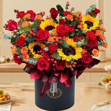 冉子花坊鲜花速递同城配送向日葵混搭抱抱桶玫瑰送女友爱人生日礼物真鲜花 锦上添花