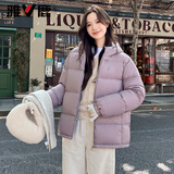 雅鹿三防免洗短款羽绒服女款2025年冬新款连帽蓄热保暖面包服京东自营