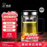 希诺抗菌玻璃杯双层高档办公水杯男2025新款带手柄泡茶杯子XN-9005KT