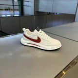 香港专柜代购2025春秋季休闲皮面系带软底轻便一脚蹬潮流板鞋男士 白红色 单层 42 偏大一码