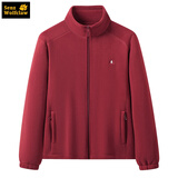 森州狼爪奥粒绒外套男女立领刺绣抓绒衣加绒加厚户外防风上衣可团购定Logo 女-丹霞红 L