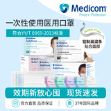 Medicom麦迪康一次性医用口罩独立包装医疗口罩薄款轻薄透气成人男女学生 【医用蓝色】独立装 50只/盒