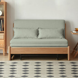 源氏木语实木沙发床现代简约多功能可折叠床北欧风小户型客厅两用双人沙发 1.25m山毛榉原木色(柳绿色)