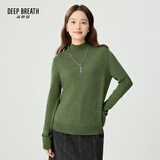 深呼吸DEEP BREATH女装烟管领长袖可机洗打底针织纯羊毛衫女A300962 花纱绿 【2-7码预售2.10发】 L (4)