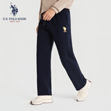 U.S. POLO ASSN.运动裤加绒男士休闲裤冬季保暖男裤宽松卫裤保罗裤子 藏青平口 L