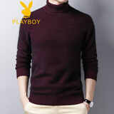 花花公子男领中年羊毛衫秋冬季厚款国货毛衣男保暖打底针织衫保暖爸爸装 高领红色 M