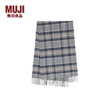 无印良品（MUJI） 羊毛披巾 围巾 围脖冬季 保暖披肩 围巾 灰色格纹60×200cm