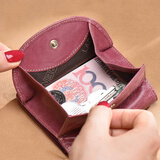 老人头牛皮女士钱包大容量短款零钱卡包钱票夹手拿包轻奢女友生日礼物