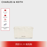 CHARLES&KEITH褶皱翻盖式单肩斜挎小方包女生日礼物CK2-80782348 Cream奶白色 S
