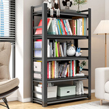 唐辑书架书柜家用落地置物货架学生钢制收纳储物架子 黑五层80*30*160