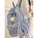 卡汐沐 书包初中女生高中生ins小众2025新款背包大学生双肩包女旅行轻便 蓝色【带长腿毛球挂件】