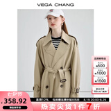 VEGA CHANG【现货】风衣女中长款2025秋季知识分子大衣小个子英伦风外套 摩卡棕 M