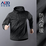 艾伦伯顿（Alen Botun）运动风衣外套男秋季休闲连帽工装夹克防雨防风速干宽松跑步服饰 工装版-黑色 L