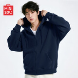 名创优品（MINISO）重磅卫衣男款春季基础款连帽衫美式休闲潮流开衫外套 藏青 M