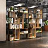 精甄屏风隔断博古架loft工业风双面餐厅玄关格子架铁艺隔断墙书置物架 定做(要联系客服改价，非商品价)