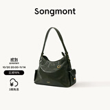 Songmont【李娜同款】山下有松循迹系列hobo包植鞣牛皮斜挎软包 雪松绿 小号预售15天