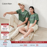 Calvin Klein Jeans夏季男女情侣中性摩登霓虹ck印花休闲圆领短袖T恤J318289 LDT-绿色 XL （推荐165-180斤）