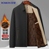 罗蒙【加绒加厚】夹克男士外套短款翻领中青年爸爸装棉服商务休闲棉衣