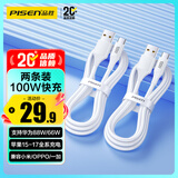 品胜2条装typec数据线100W/66W快充6a多条适用苹果17/16/15充电线华为Mate80/P70荣耀小米手机平板车载