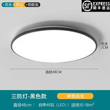 欧普照明（OPPLE）led三防灯防水吸顶灯防虫圆形客厅卧室卫生间浴室阳台厨卫过道 （三防灯）黑边48cm白光48瓦