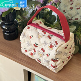 叶余红色猫咪樱桃Hello Kitty化妆大容量防水可爱日系耐脏加棉洗漱包 红色猫咪樱桃化妆包加棉