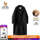 William fox&sons新复古回潮精纺初剪100%绵羊毛过膝长款气质双排扣双面羊毛呢大衣 黑色-100%绵羊毛 M /48
