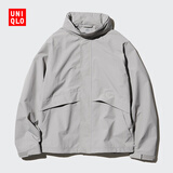 优衣库男装女装防风立领茄克外套夹克户外休闲连帽外套475038 475038/03灰色 2XL