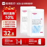 维德（WELLDAY）一次性医用外科口罩200只三层防雾霾灭菌级挂耳式白+蓝10只/袋*20