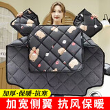 勋狸粑电动车挡风被冬季加厚加绒保暖电瓶车摩托防风防雨水冬天挡风罩 可乐熊黑色【大侧翼+加绒+口袋】