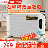 扬子（YAIR）石墨烯电暖器家用取暖器节能省电全屋速热客厅卧室大面积加热器壁挂式卧室电暖气片智能语音加湿器 智能语音加湿款2000W【10-20平】 950mm*670mm*105mm