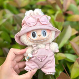 繁夏labubu娃衣4件套17cm拉布布衣服一二三代坐坐派马卡龙背带裤套装