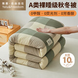 雅鹿·自由自在A类被子抗菌秋冬天季棉大豆纤维被芯单双人4斤200x230cm 曼岛绿