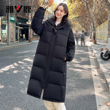 雅鹿纯色长款羽绒服女冬季2025新款长款过膝加厚防寒保暖中性黑色外套 黑色 M (160) 【建议110-125斤】