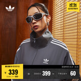 adidas情侣款复古风梭织立领夹克外套男女秋季阿迪达斯官方三叶草 深灰 XXS