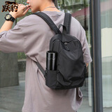 跃豹小背包男士小尺寸小号轻便休闲上班旅行潮流户外小巧运动双肩包男 黑色小号