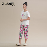 雪仙丽【商场同款】雪仙丽纯棉睡衣女夏季短袖套头可外穿家居服两件套装 香槟色 M