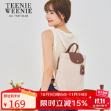 Teenie Weenie女包双肩包尼龙书包TW小熊大容量初高中学生通勤背包 白杏色 
