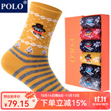 POLO女士厚款保暖条纹高筒袜子6双装 冬季雪花动物棉袜吸汗女袜 六色六双【型号1570】 6双 36-39码鞋合适