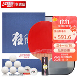 红双喜DHS狂飚No.5瑰木面材蓝海绵乒乓球拍狂飚直拍双面反胶乒乓拍