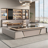 柏客森 老板桌总裁桌办公桌轻奢升级经理桌办公室主管桌椅大班台单人桌 2.0米老板桌（豪华双柜）