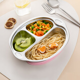 onlycook304不锈钢餐盘 轻断食分餐盘吸盘式儿童餐具宝宝盘子饭盘-蓝